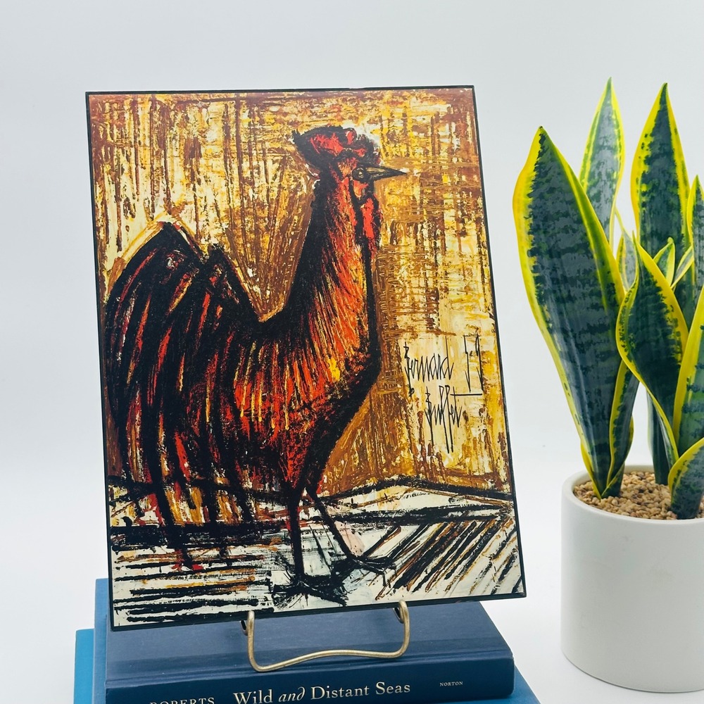 Bernard Buffet The Golden Coq 1969 Minerva Danish MCM Art‎ on Board